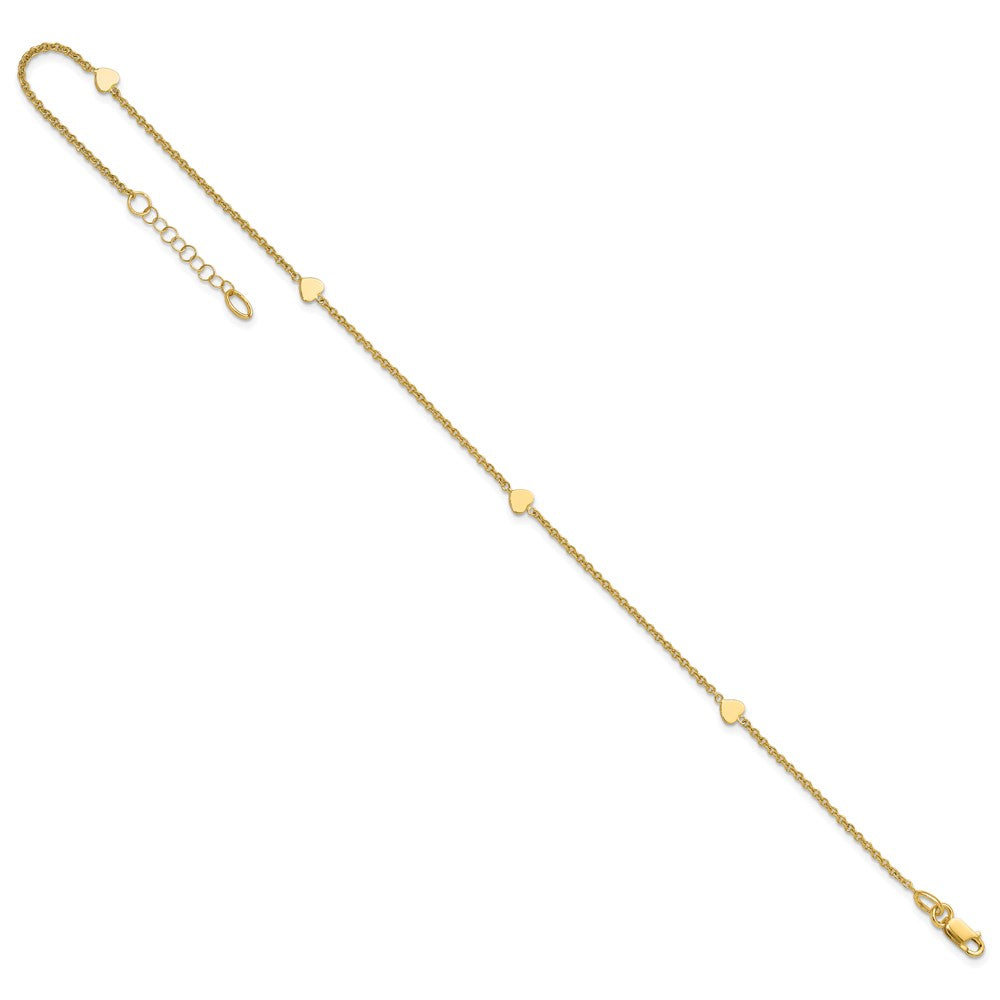 Polished Hearts Plus 1in ext. Anklet