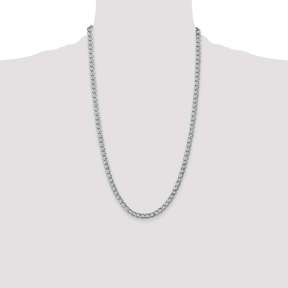 5.25mm Semi-Solid Curb Chain - White Gold