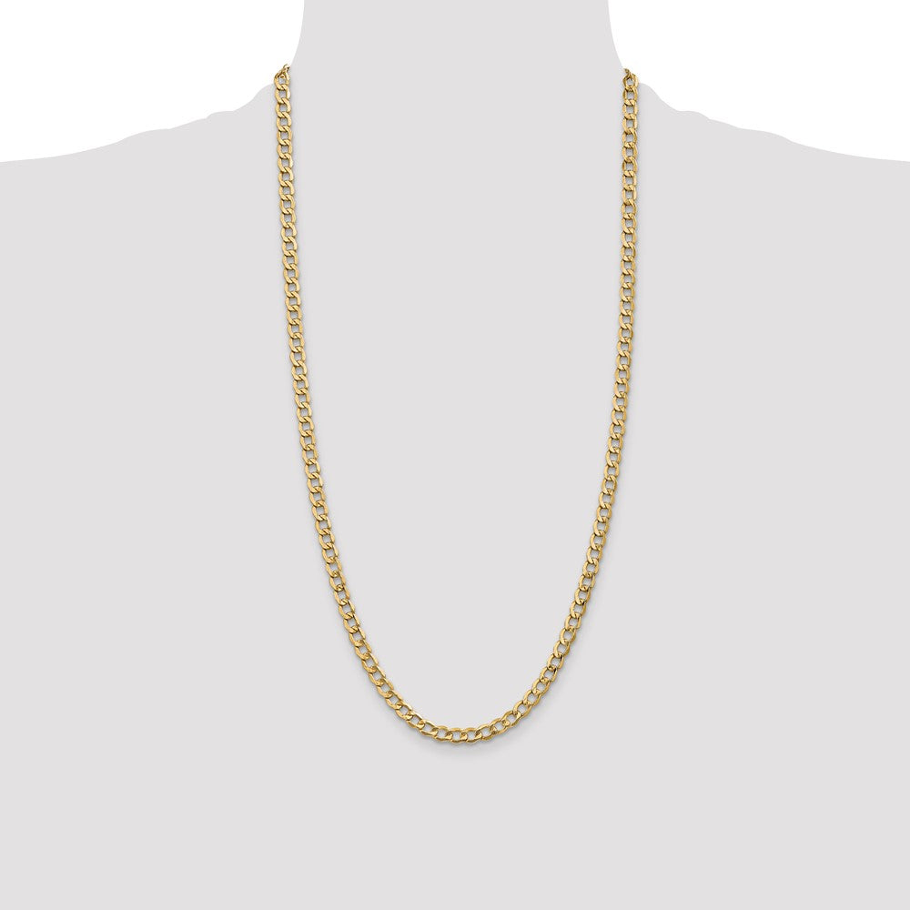 5.25mm Semi-Solid Curb Chain - Yellow Gold