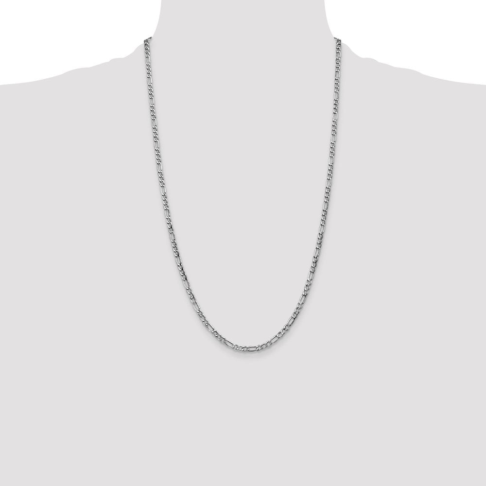 3.5mm Semi-Solid Figaro Chain - White Gold