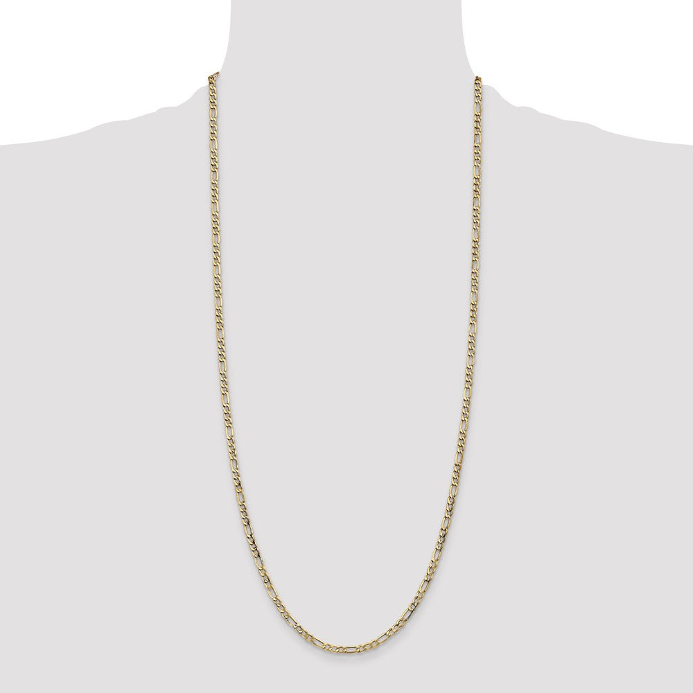 3.5mm Semi-Solid Figaro Chain - Yellow Gold