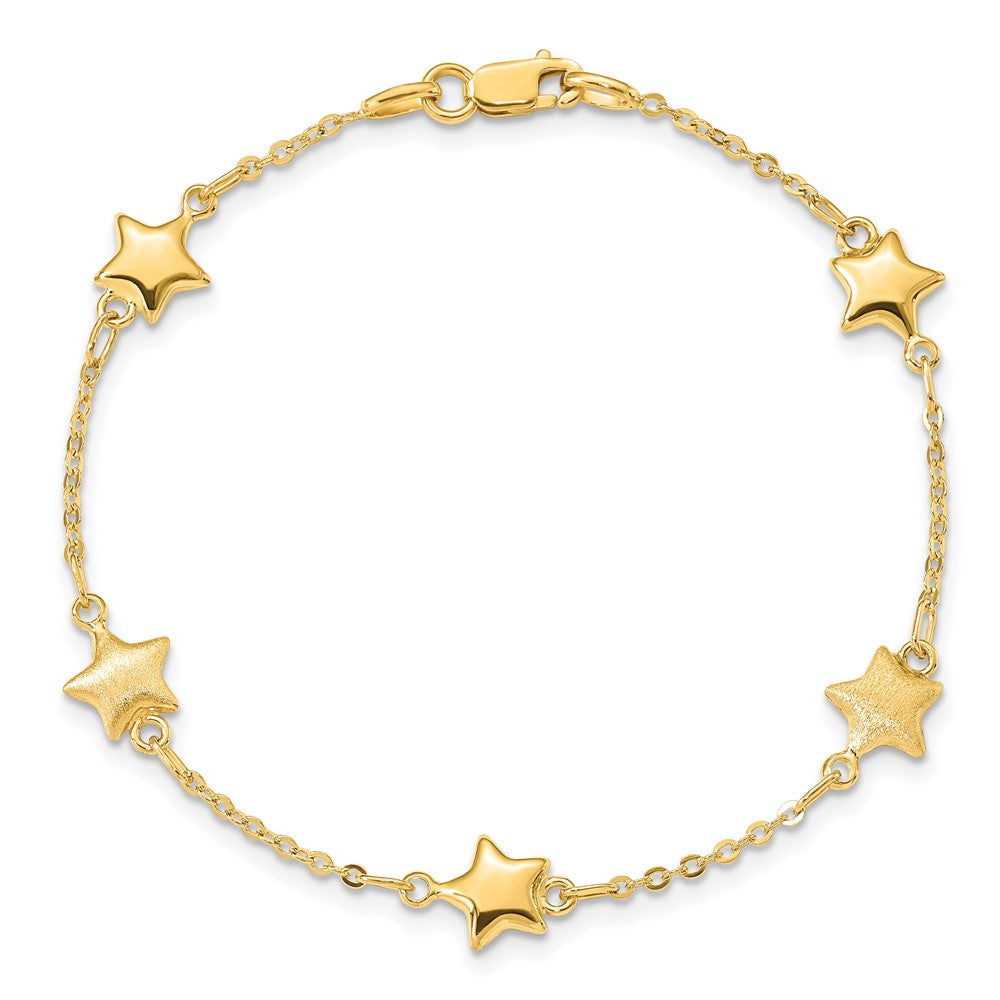 Brushed & Polished Stars Bracelet 7"