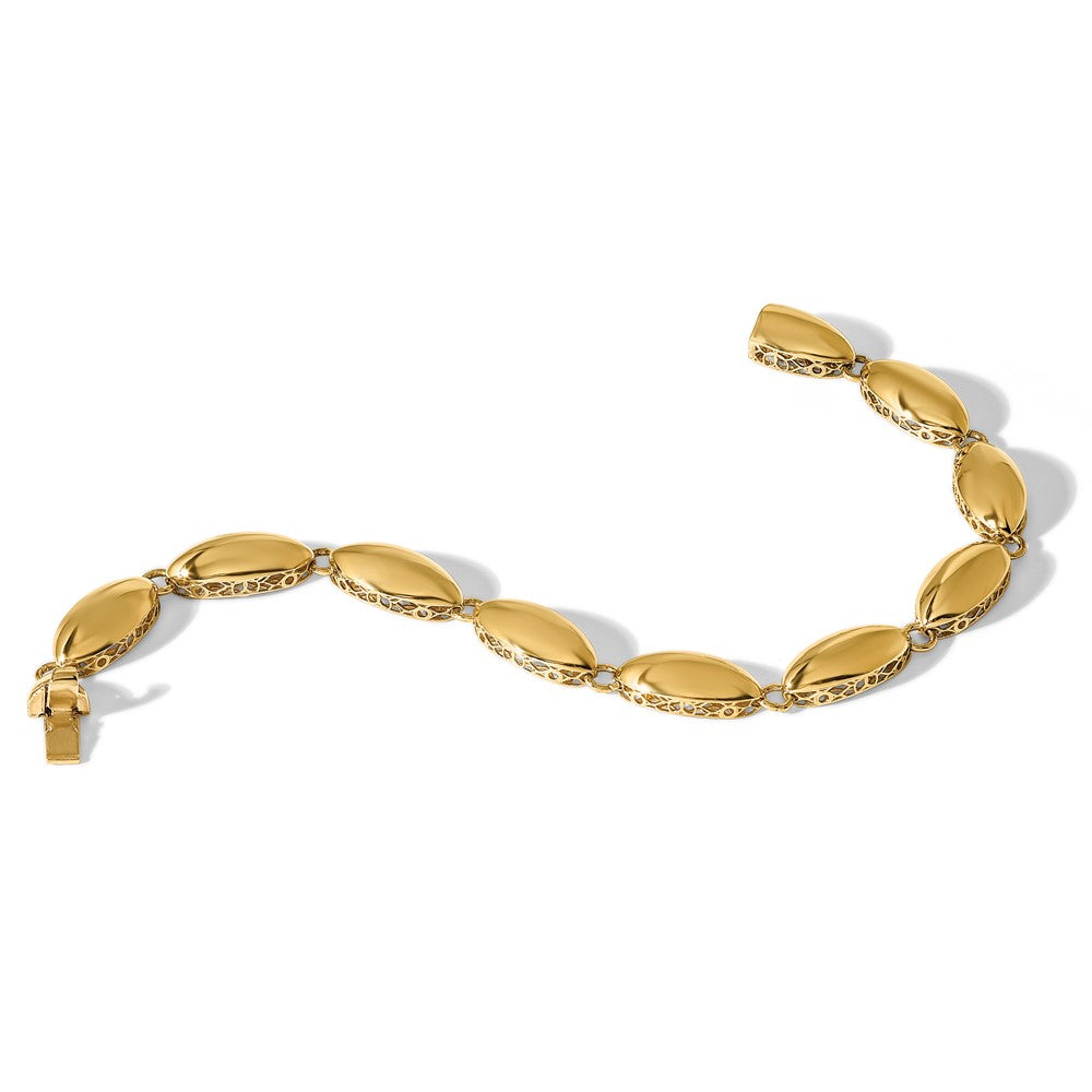Polished Fancy Oval Link Bracelet 7.5" - 8.2mm