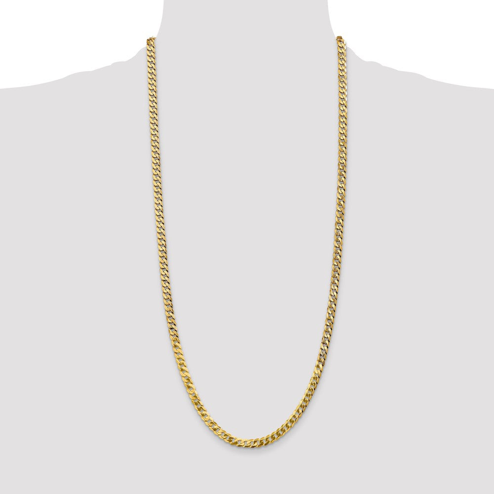4.75mm Flat Beveled Curb Chain - Yellow Gold