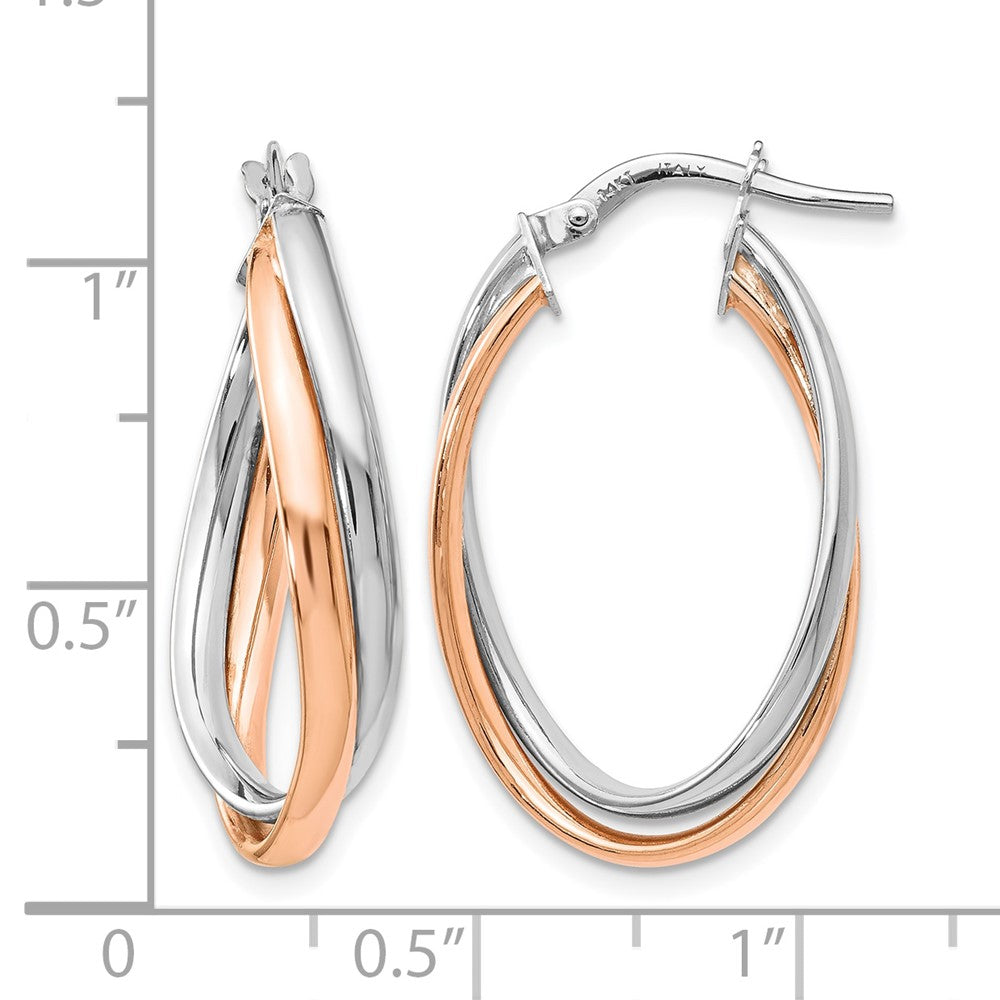 Polished Fancy Hoop Earrings - Two-Tone Gold