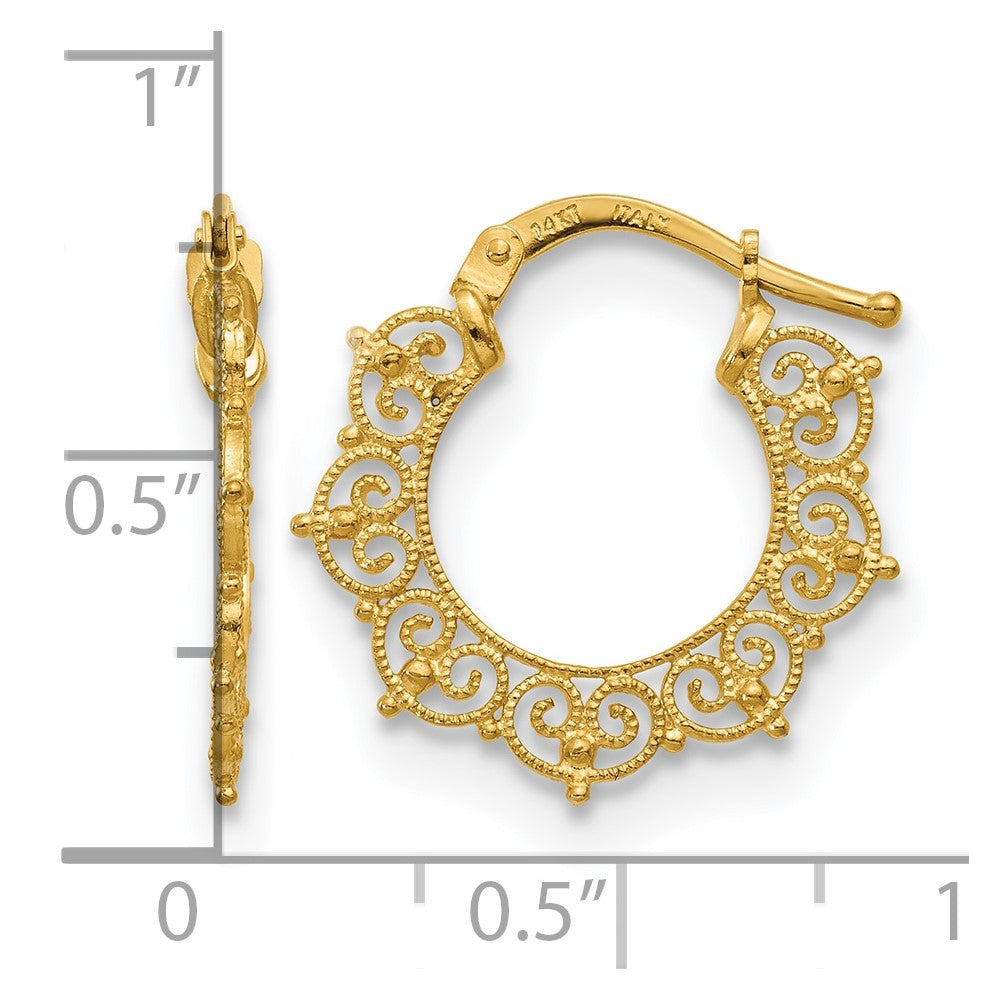 Polished Fancy Pattern Hoop Earrings