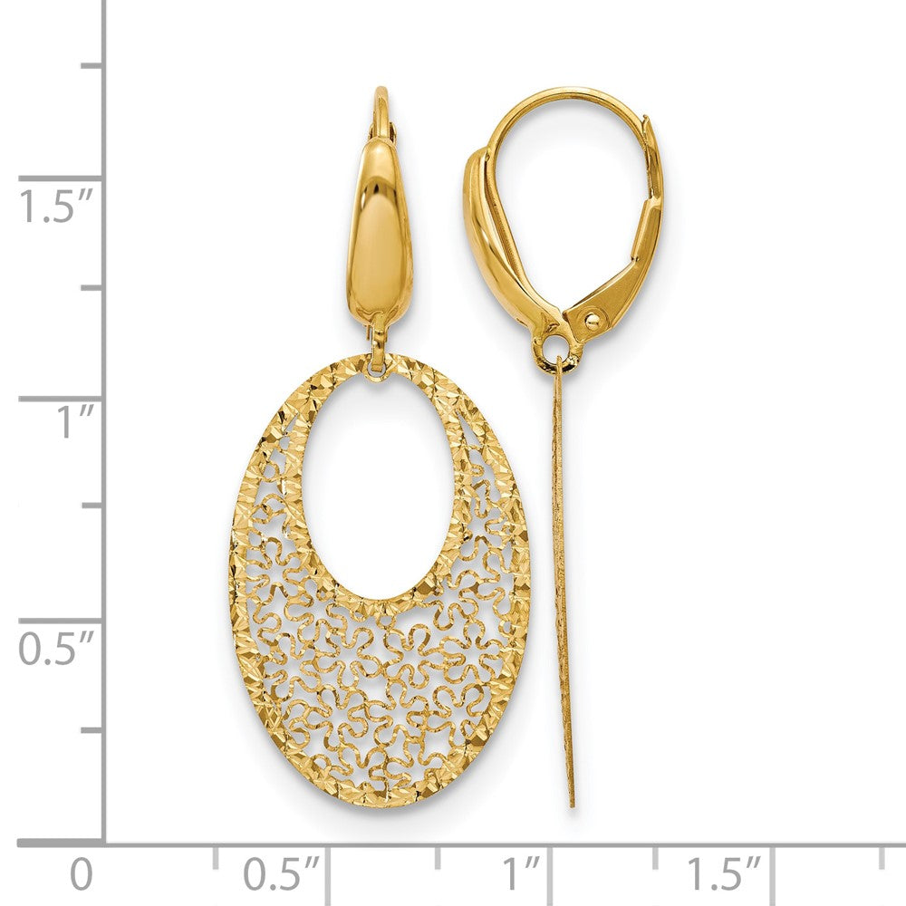 Polished and Textured Floral Leverback Earrings - Yellow Gold