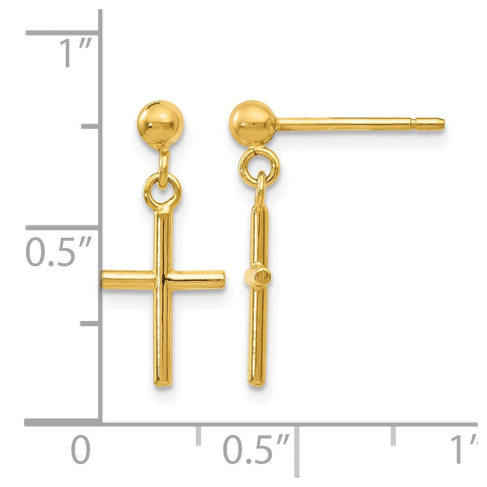 Polished Cross Post Drop Earrings