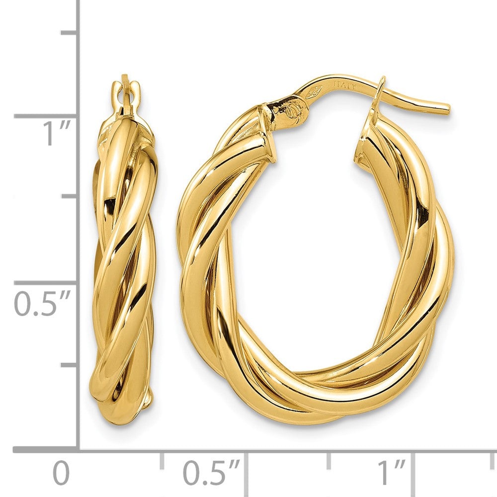Polished Twisted Oval Hoop Earrings - 4.25mm