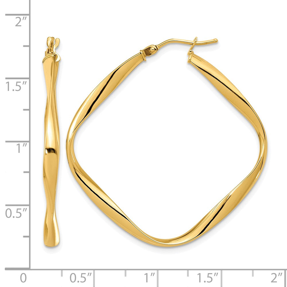 Polished Twisted Square Hoop Earrings