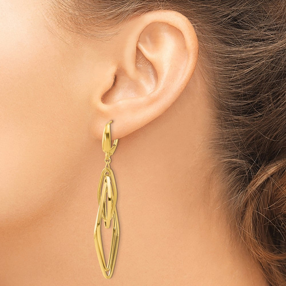 Polished Diamond Shaped Dangle Earrings
