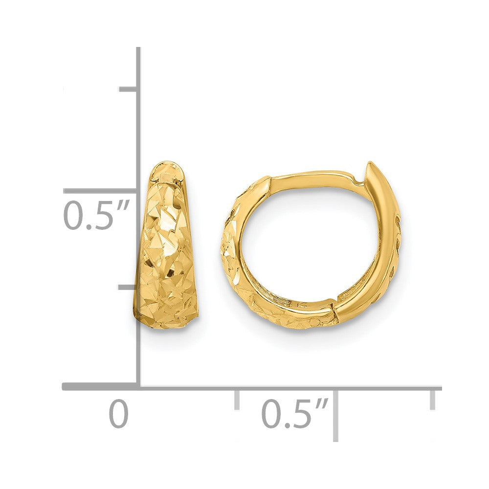 Polished and Diamond-cut Huggie Hoop Earrings - 4.4mm