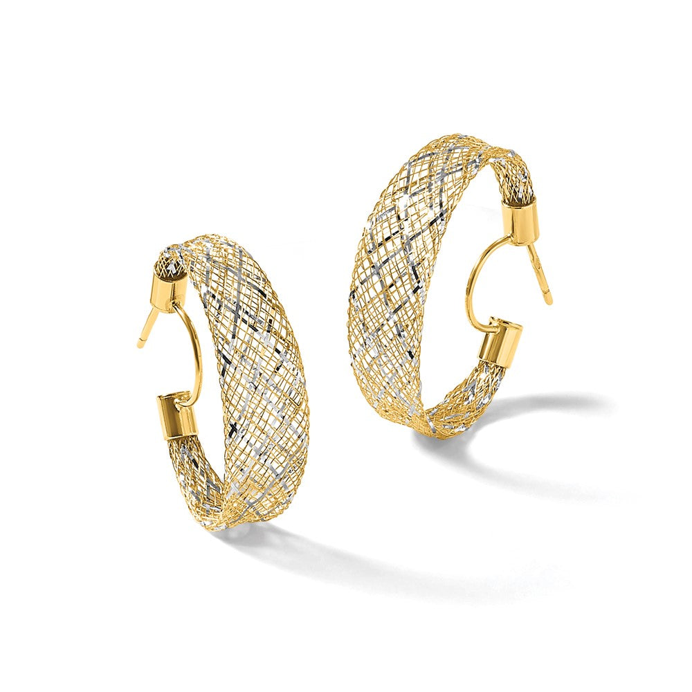 Braided Mesh Stretch Post Hoop Earrings