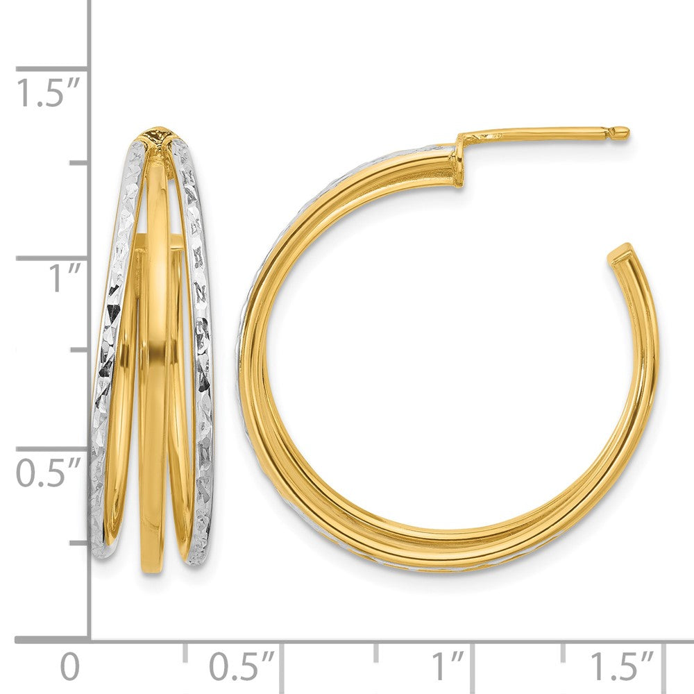 D/C 3-Row Round J-Hoop Post Earrings
