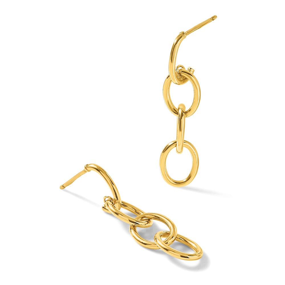 Polished Triple Circle Link Dangle Post Earrings