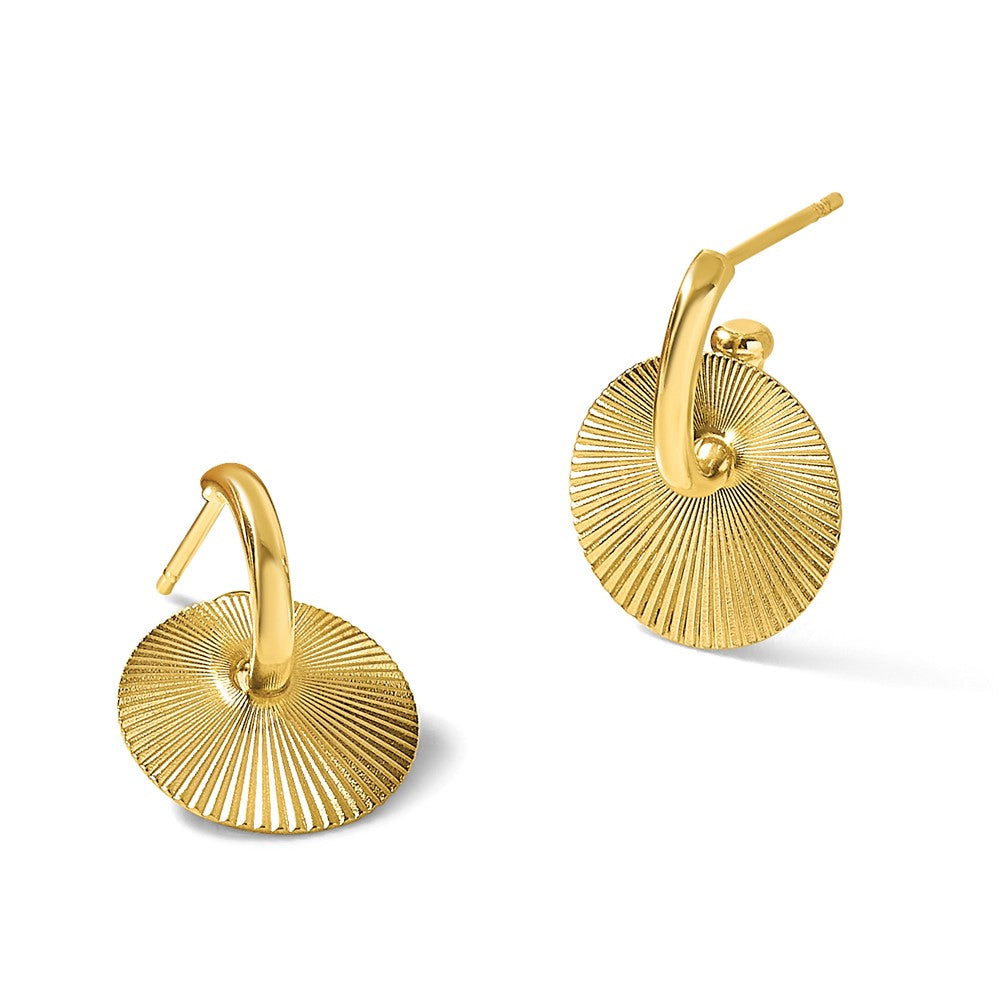 Polished and Textured Circle Dangle Post Earrings