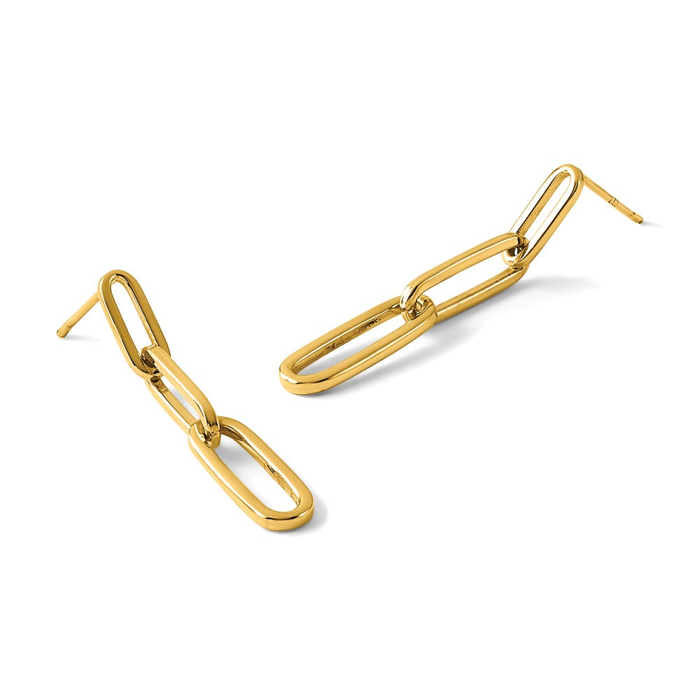 Polished Paperclip Link Post Dangle Earrings