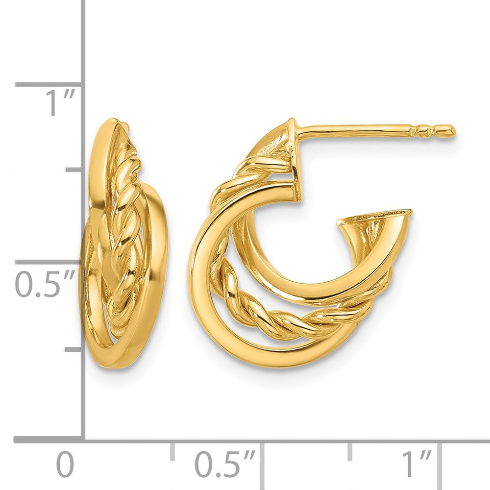 Polished Twisted J-Hoop Post Earrings