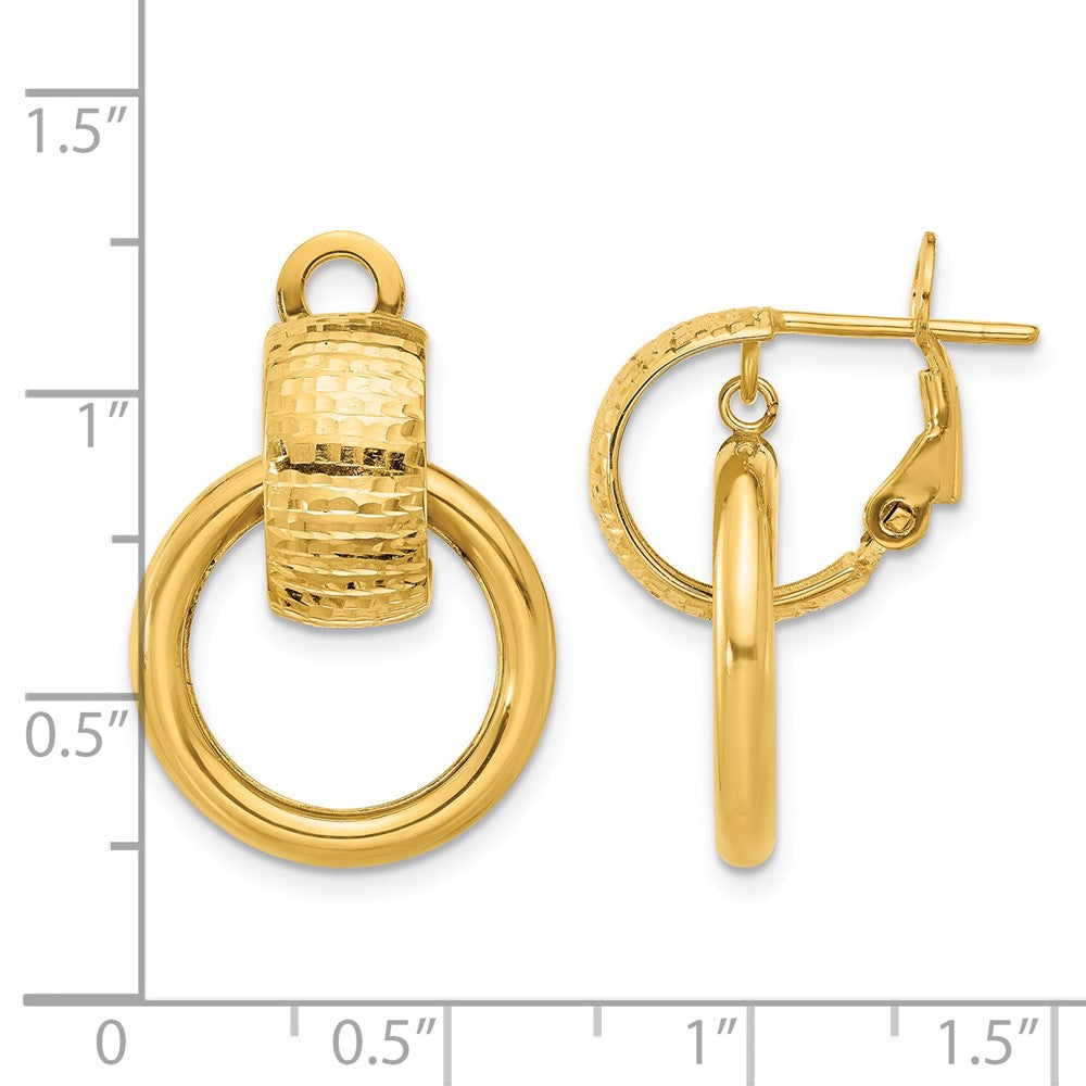 Polished and D/C Circle Dangle Omega Back Earrings