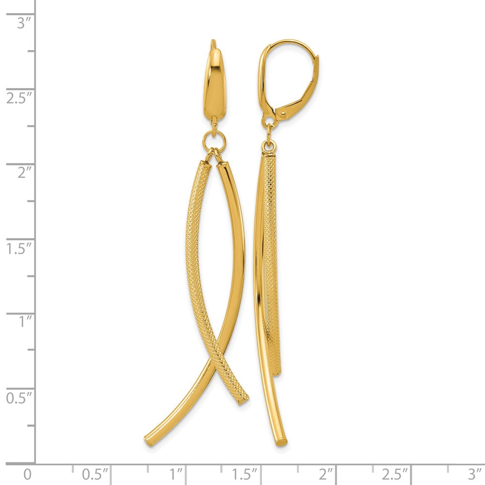 Polished and Textured Tube Dangle Leverback Earrings