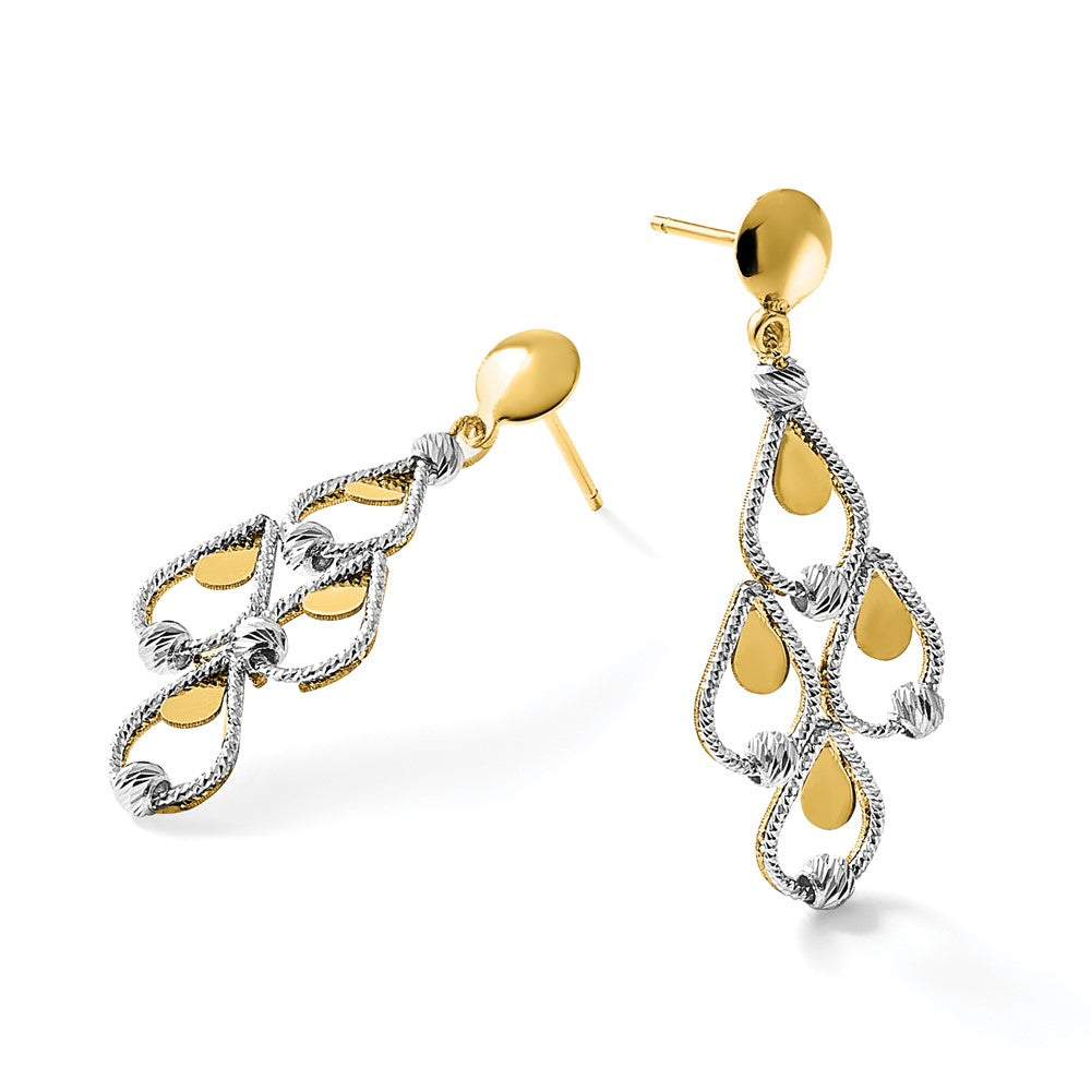TT Polished / Dia-cut Chandelier Dangle Post Earrings