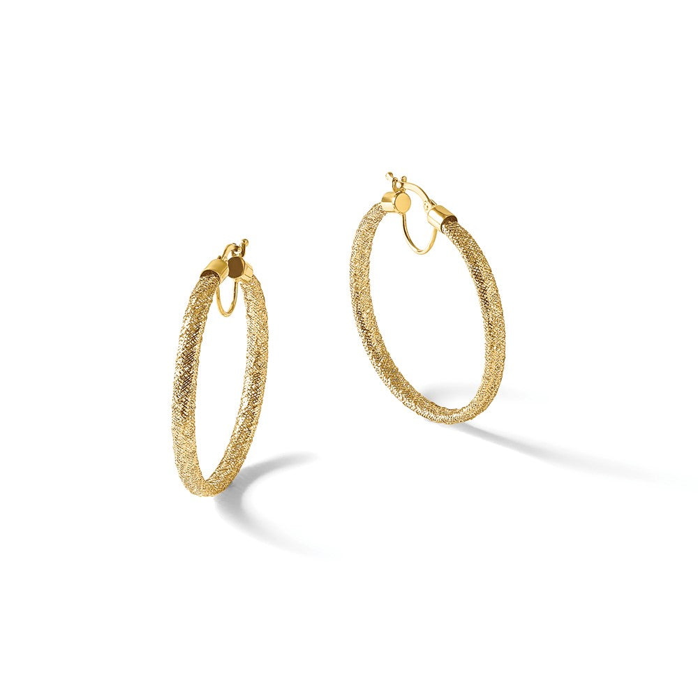 Polished Mesh Round Hoop Earrings