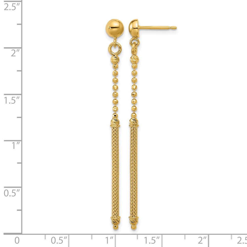 Polish/Texture/Dia-cut Bead w/Bar Dangle Post Earrings