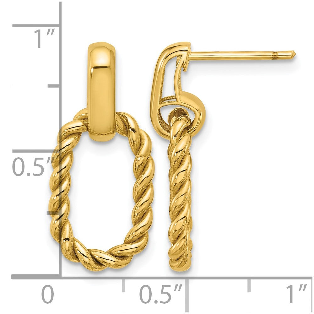 Polished and Twisted Oval Link Dangle Post Earrings - 10.75mm