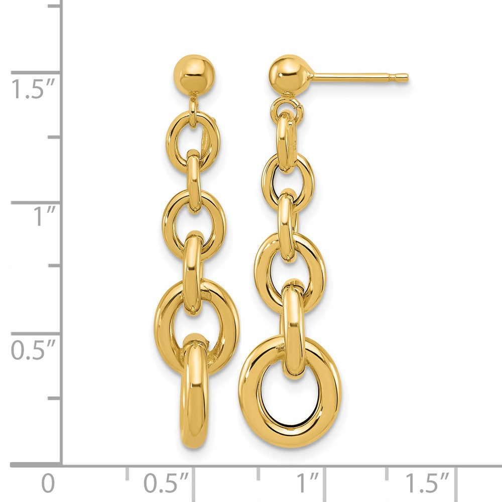 Polished Fancy Circle Link Dangle Post Earrings - 8mm