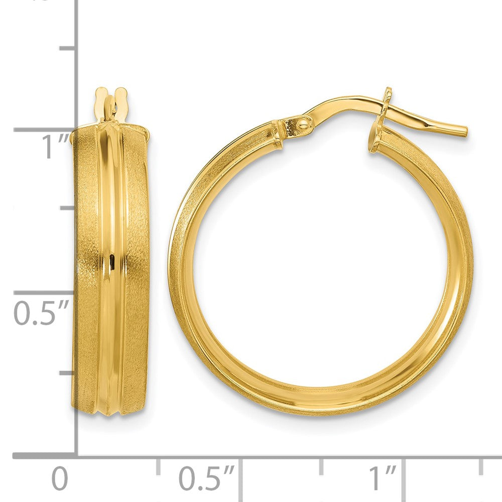 Polished and Satin Round Hoop Earrings - 2.44-2.46g