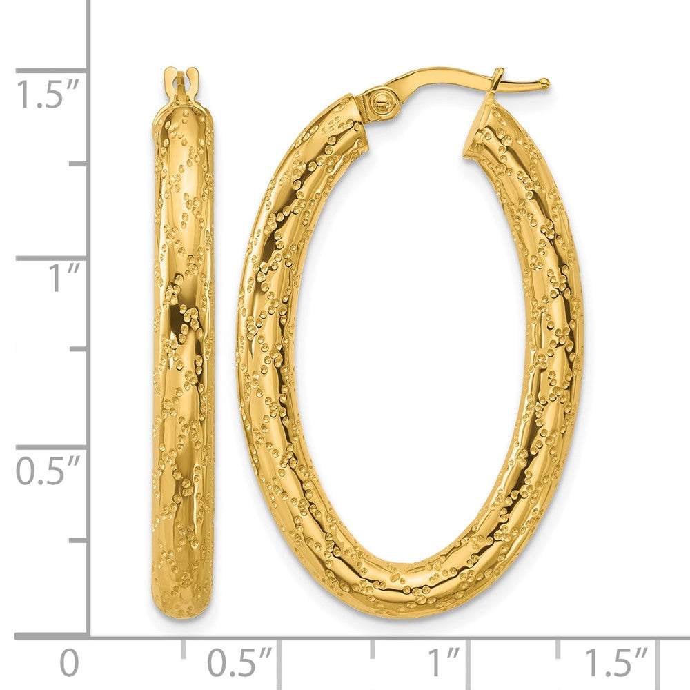 Polished Patterned Oval Hoop Earrings