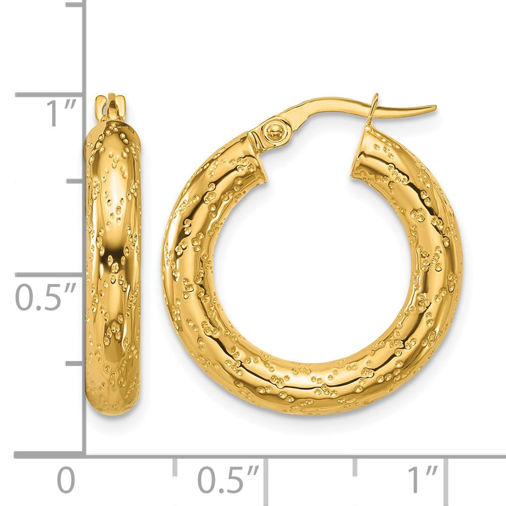 Polished Patterned Round Hoop Earrings - 2.44g