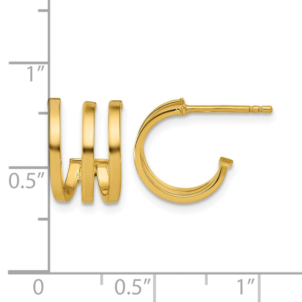 Polished 3-row Post J-hoop Earrings