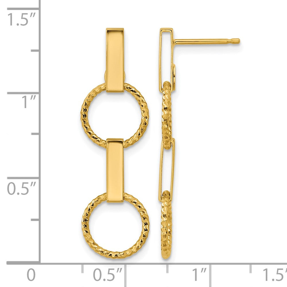 Polished and Diamond-cut Circle Dangle Post Earrings