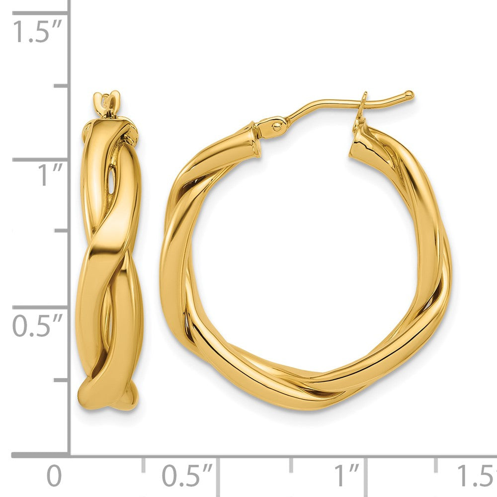 Polished Fancy Twist Round Hoop Earrings - 3.75g