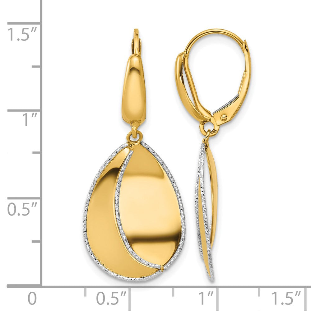 Polished / Dia-cut Dangle Leverback Earrings - 14.8mm