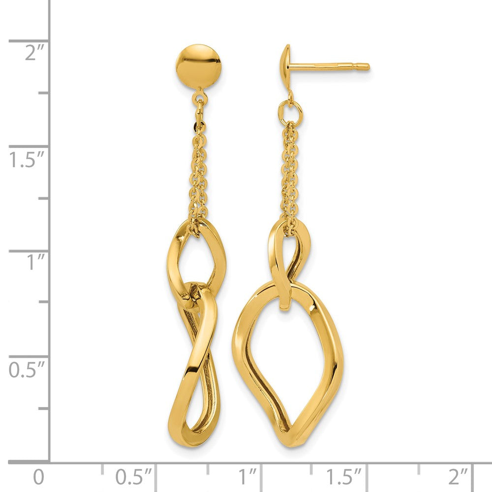 Polished Fancy Contoured Link Post Dangle Earrings