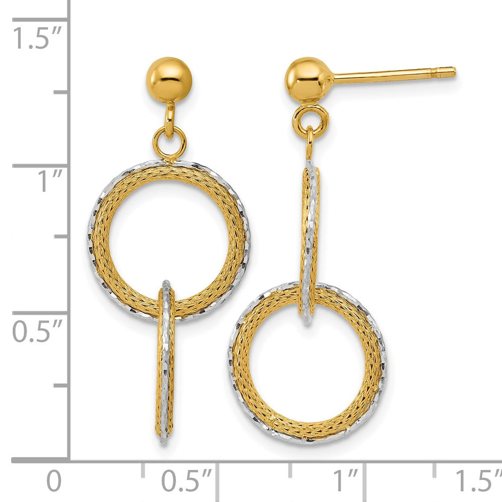Polished Brushed D/C Circles Post Dangle Earrings