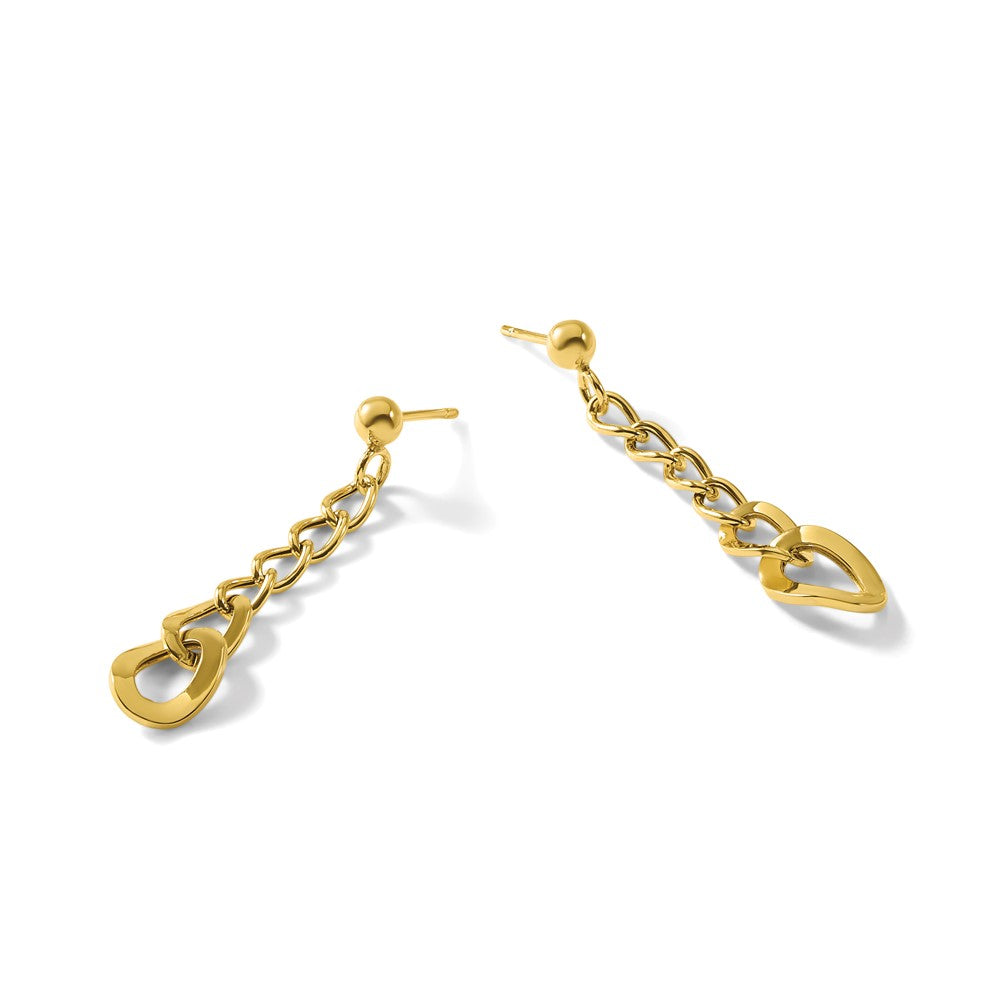 Polished Fancy Curb Link Post Dangle Earrings