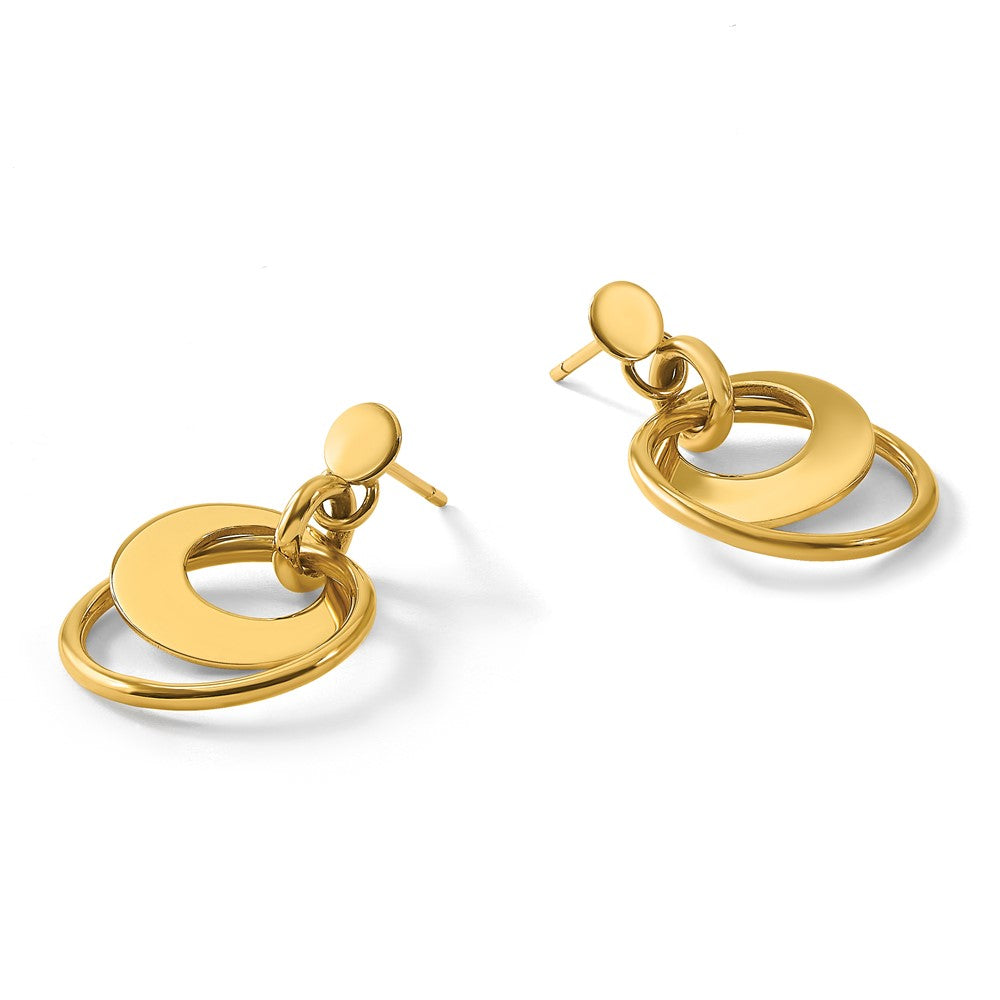 Polished Fancy Double Circle Post Dangle Earrings