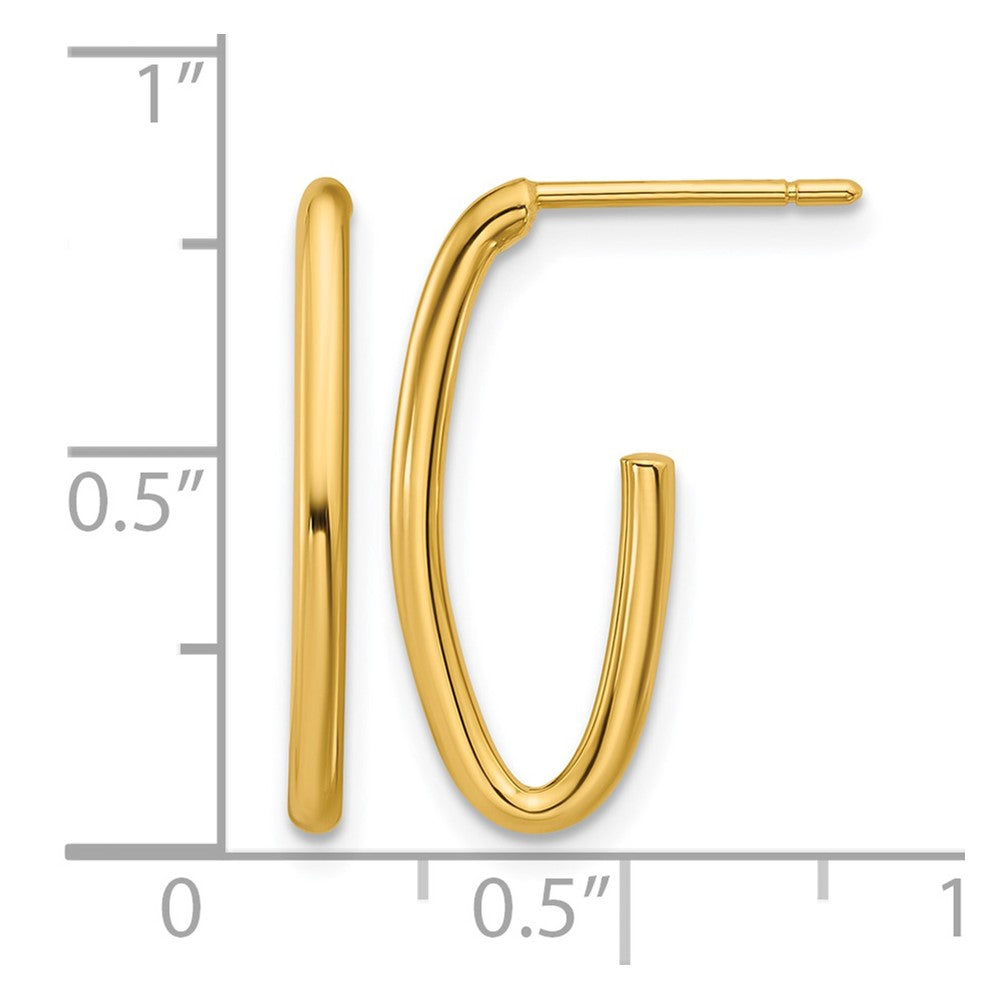 Polished 1.8mm Oval Post J-Hoop Earrings