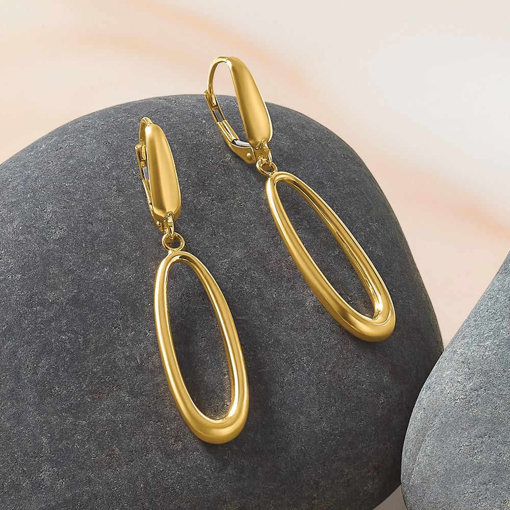 Polished Tapered Oval Leverback Dangle Earrings