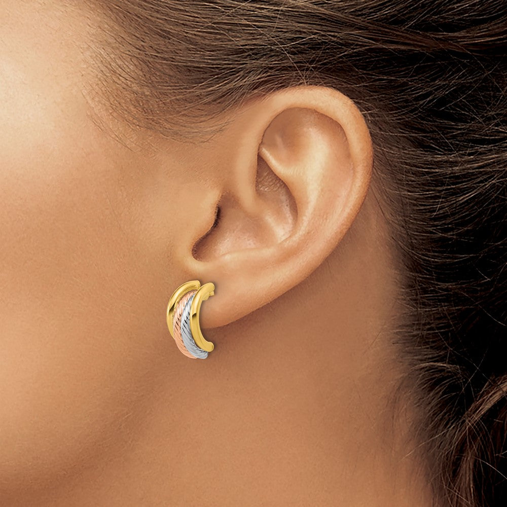 Polished/Twisted J-Hoop Post Earrings