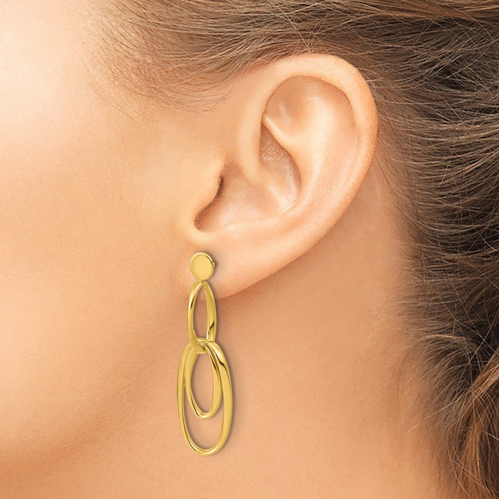Polished Oval Dangle Post Earrings - 5.23g