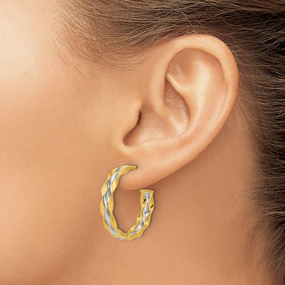 Polished Wave J-Hoop Post Earrings