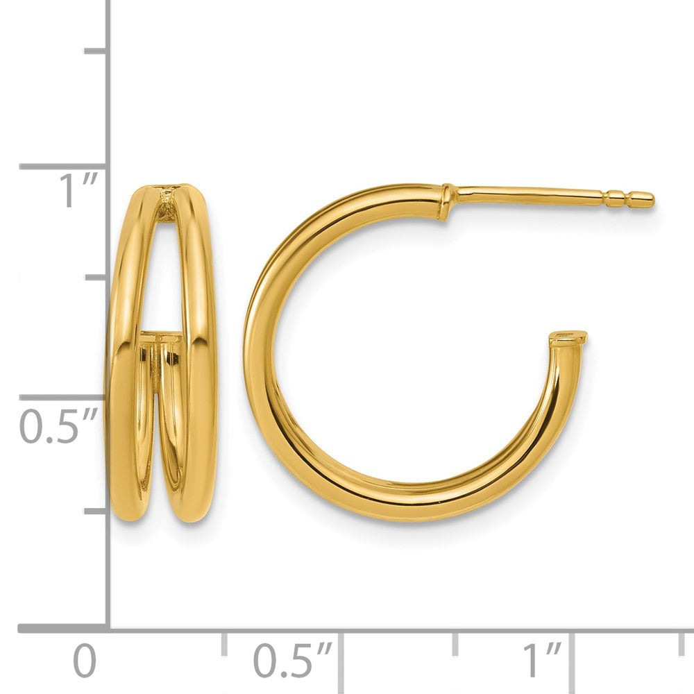 Polished 2-row J-Hoop Post Earrings - 6.5mm