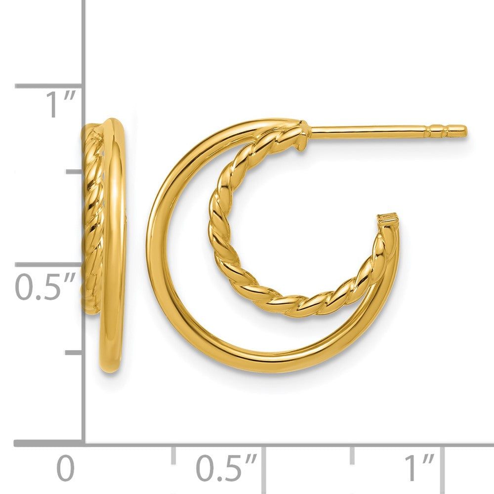 Polished and Twisted 2-row J-Hoop Post Earrings