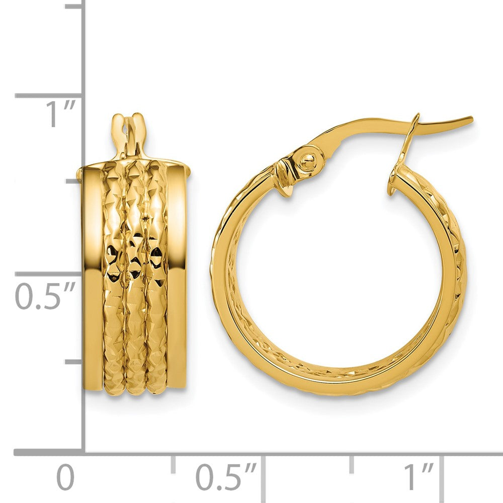 Polished and Diamond-cut Hoop Earrings - 2.77g