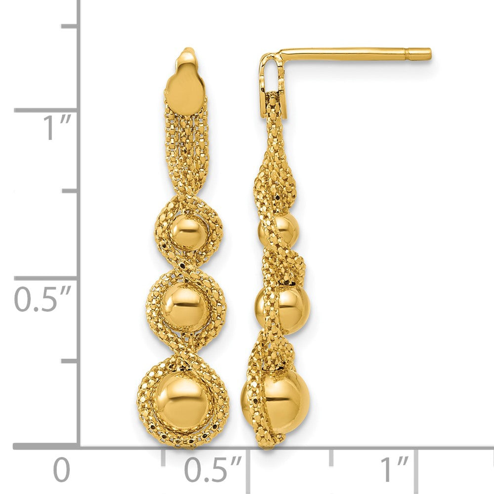 Polished and D/C Twisted Beaded Dangle Post Earrings