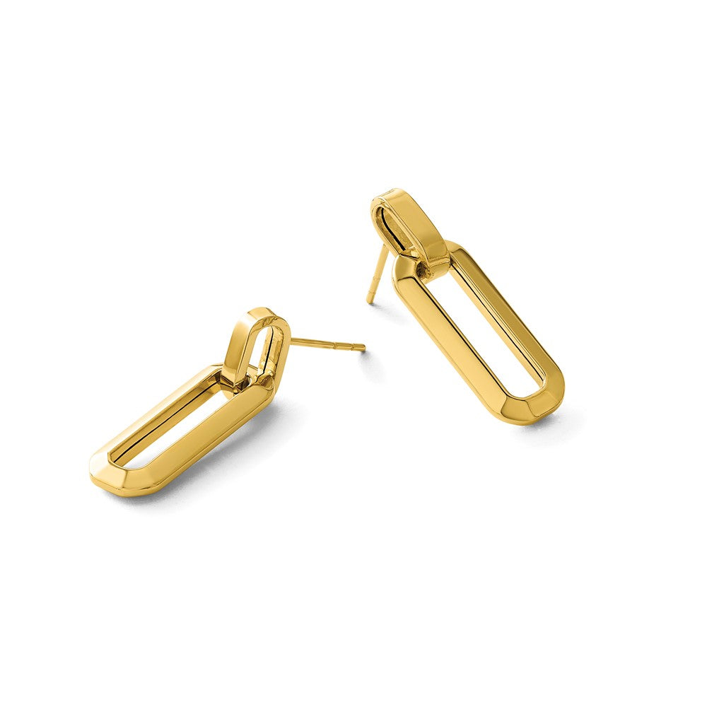 Polished Fancy Link Dangle Post Earrings - 9.1mm